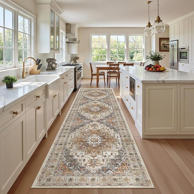 Madane Hallway Runner Rug 2'6''x10' Kitchen Runner, Non Slip Vintage Runners