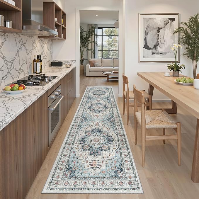 Madane Runner Rug 2x8, Washable Hallway Runner Rugs, Non-Slip Low-Pile Soft