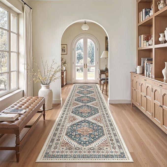 Madane Hallway Runner Rug 2'6''x12' Kitchen Runner, Non Slip Vintage Runners
