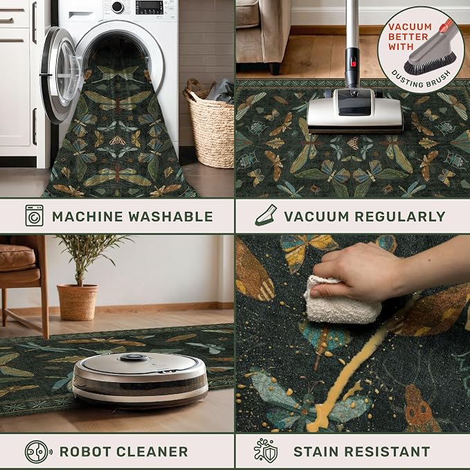 Washable Insect 2x8 Long Runner Rug