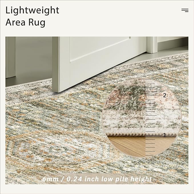 Soalmost 6x9 Area Rug for Living Room Washable 6x9 Non-Slip Modern Rugs for
