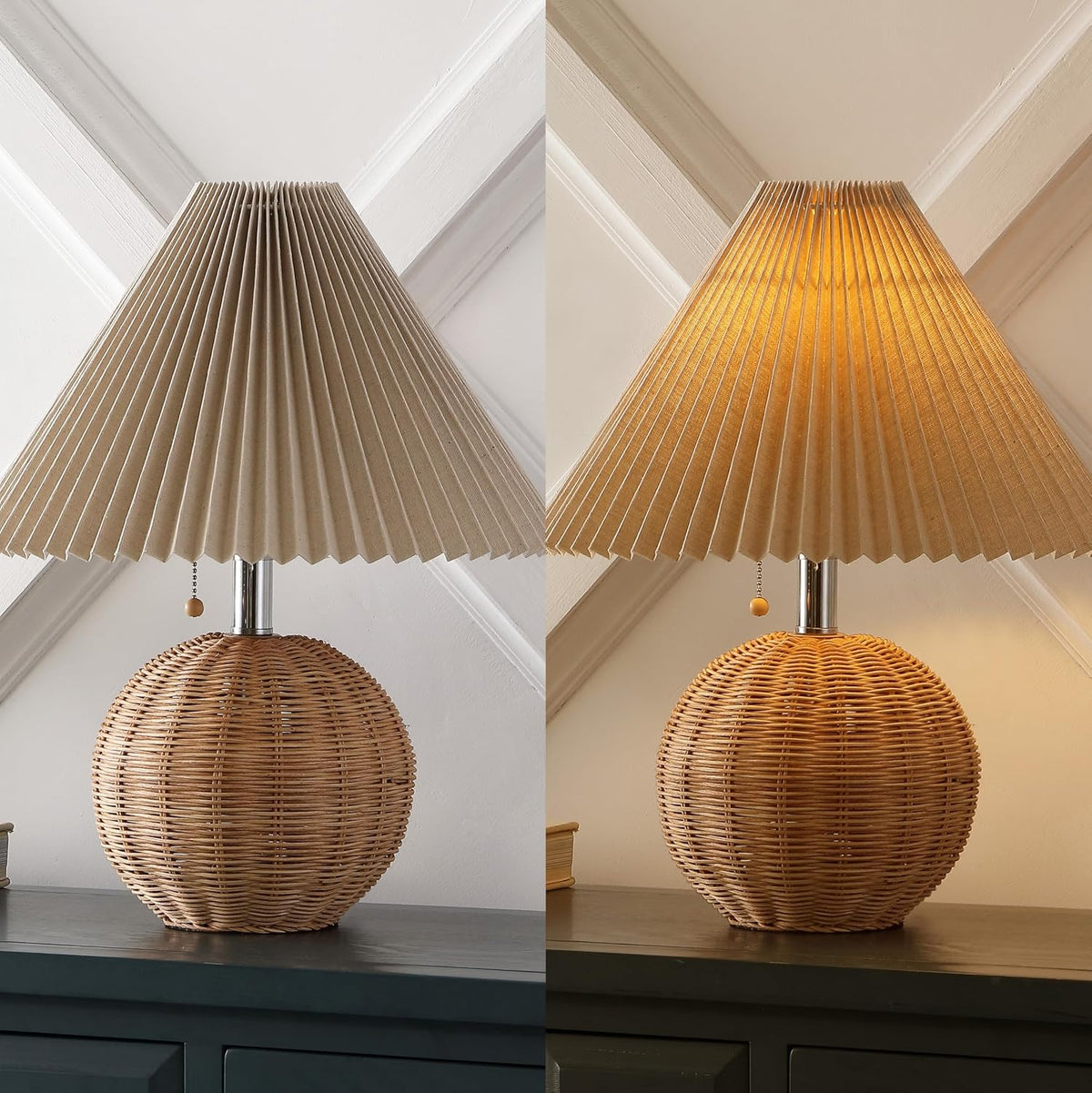JONATHAN Y Aksel Sphere Table Lamp Coastal 17.25", Natural/Chrome
