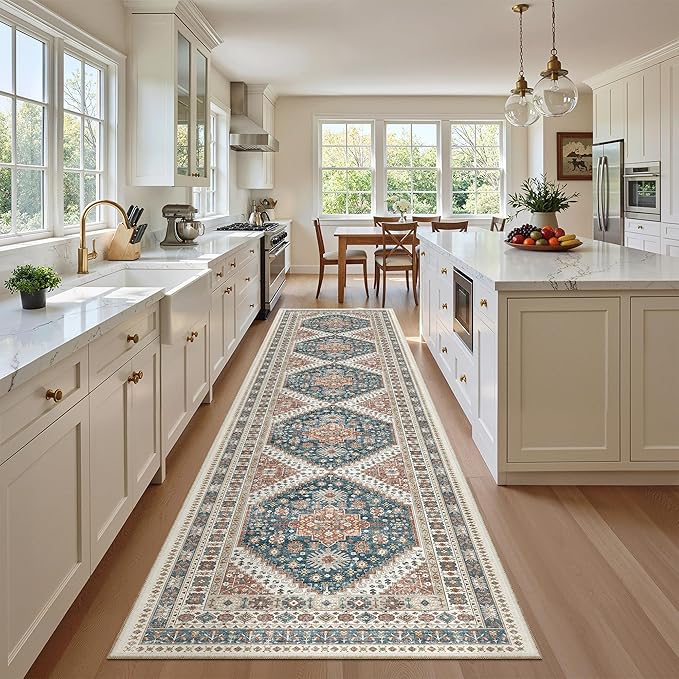 Madane Hallway Runner Rug 2'6''x12' Kitchen Runner, Non Slip Vintage Runners