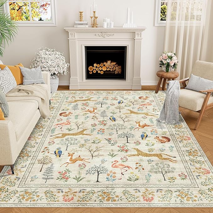 DUKINO 6x9 Rug, Washable Animal Living Room Rug