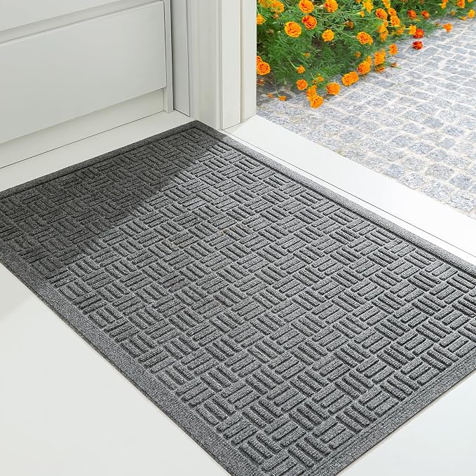 Mibao Front Door Mat Indoor Outdoor Entrance, Dirt Trapping Waterproof