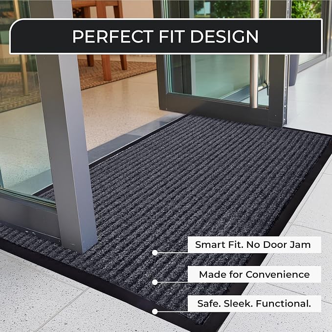 4 Pack Grey Commercial Door Mat 3'x6' Heavy Duty Industrial Floor Mat