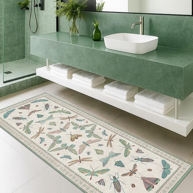Hazo Haus Mint Green Washable Bathroom Rug