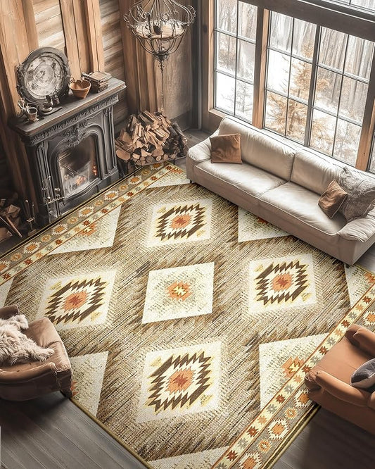 BESTSWEETIE Area Rug 10x12Rug Machine Washable Non-Slip Low Pile Print Pattern