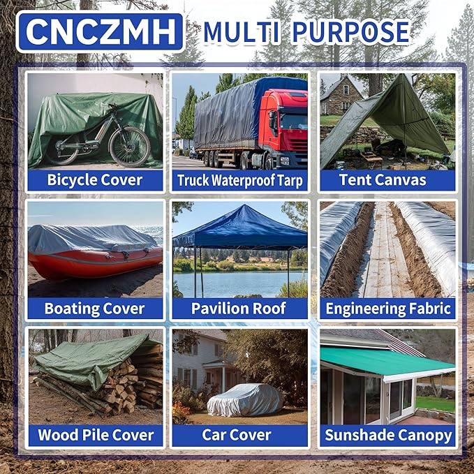 Tarp Heavy Duty Waterproof 18x24 Feet, 10 Mil Thick Blue Poly Tarps Outdoor, Metal Grommets, Reinforced Edges, Multipurpose Tarpaulin Protective Cover for Camping, Boat, Swimming Pools, Car