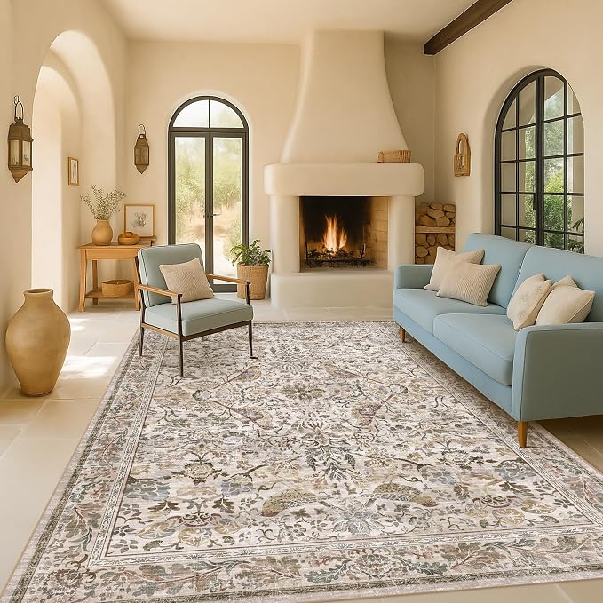 Floral 9x12 Large Area Rug for Living Room