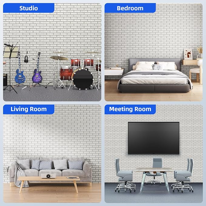 12 Pack Acoustic Panels with Self Adhesive, Soundproof Wall Panels, Brick Sound