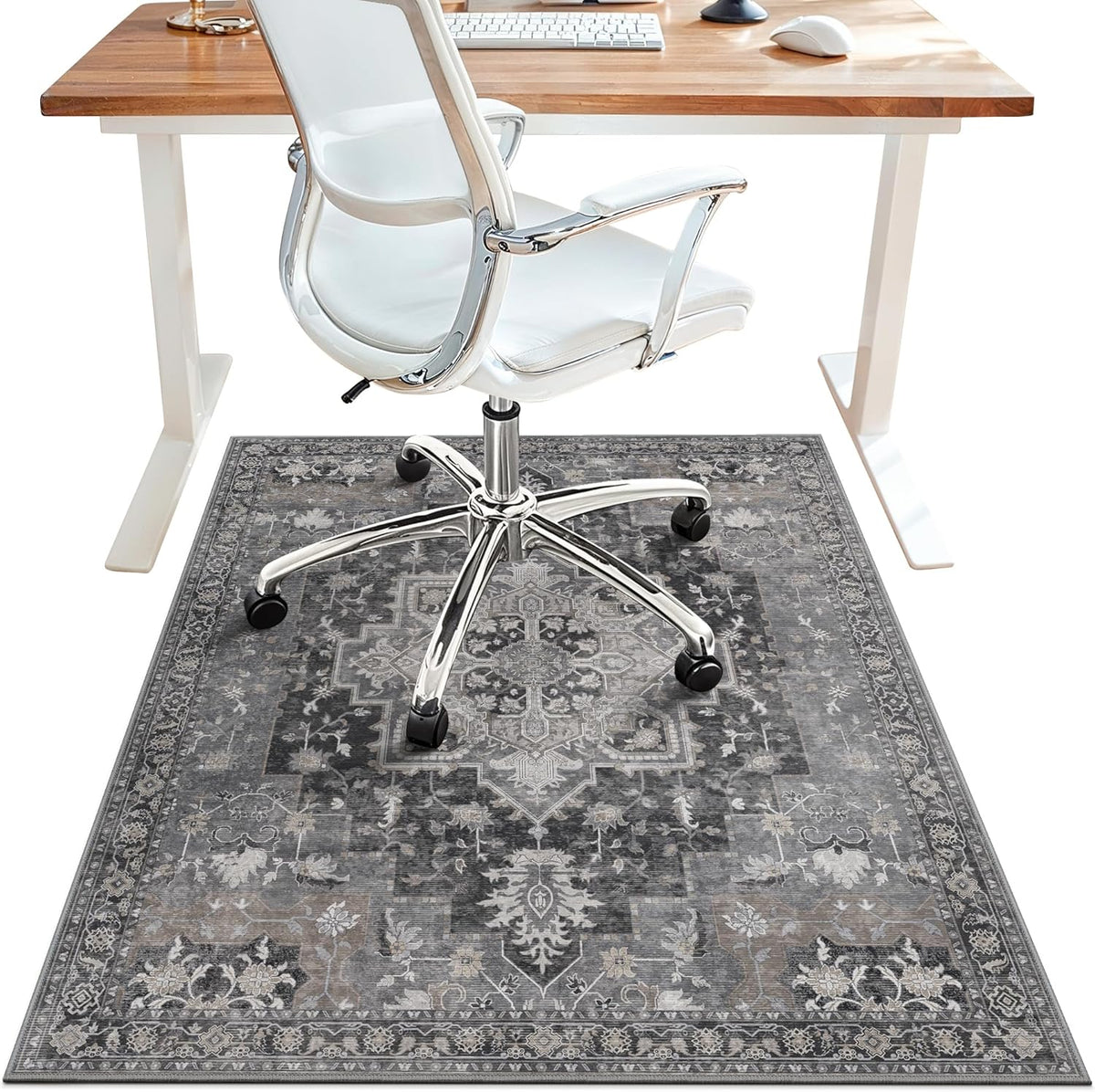 36"x48" Office Chair Mat for Hardwood Floor, Non-Slip Washable Black