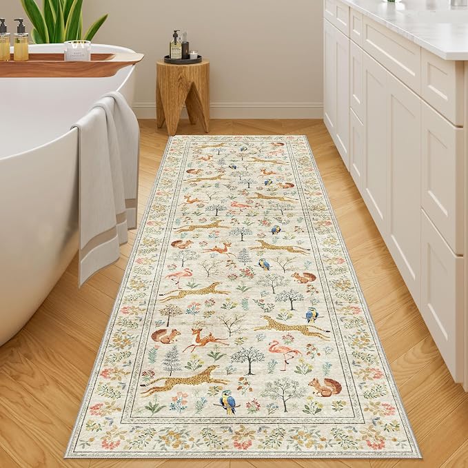 DUKINO 2.6x8 Rug for Hallway, Washable Kitchen Runner Rug