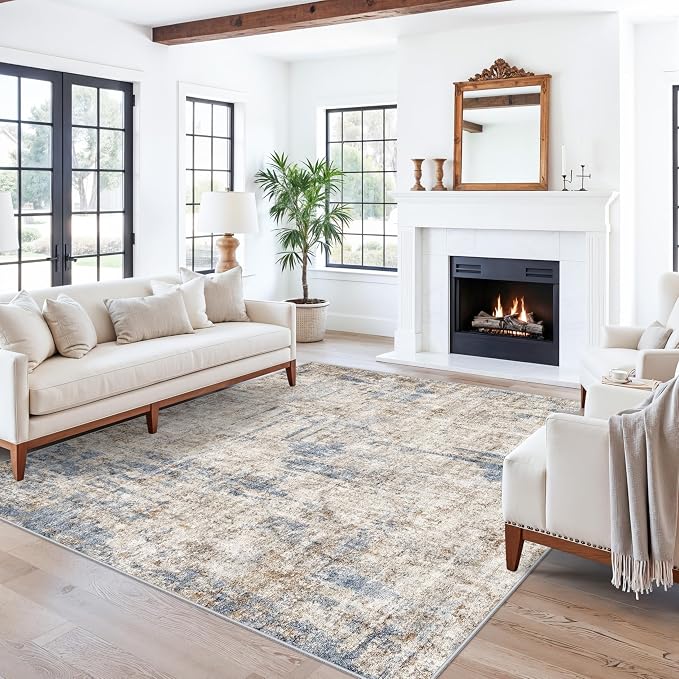 ZHXXUJ 7x7 Square Washable Area Rug, Non-Slip Indoor Rug