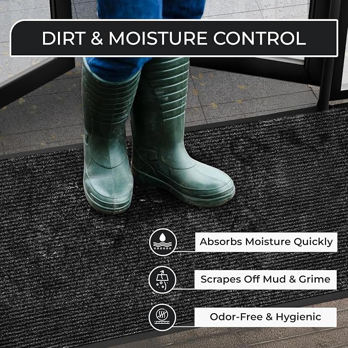 4 Pack Charcoal Commercial Door Mat 3'x5' Heavy Duty Industrial Floor Mat