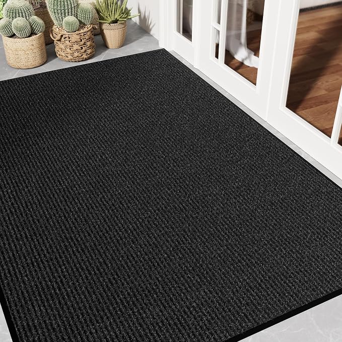 Front Door Mat 4' x 6', Low Profile Welcome Mat, Non-Slip Door Mat Outside