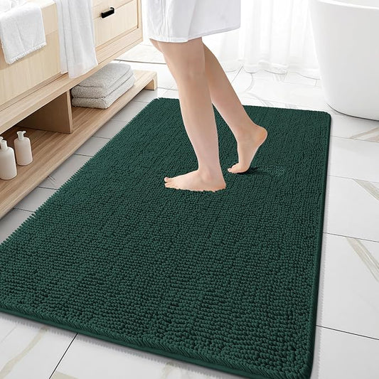 OLANLY Large Bathroom Rugs 59x35, Soft Absorbent Chenille Bath Rugs, Rubber