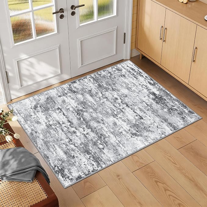 3x5 Area Rug Washable Entryway Rug Non Slip Abstract Tear and Stain Resistance