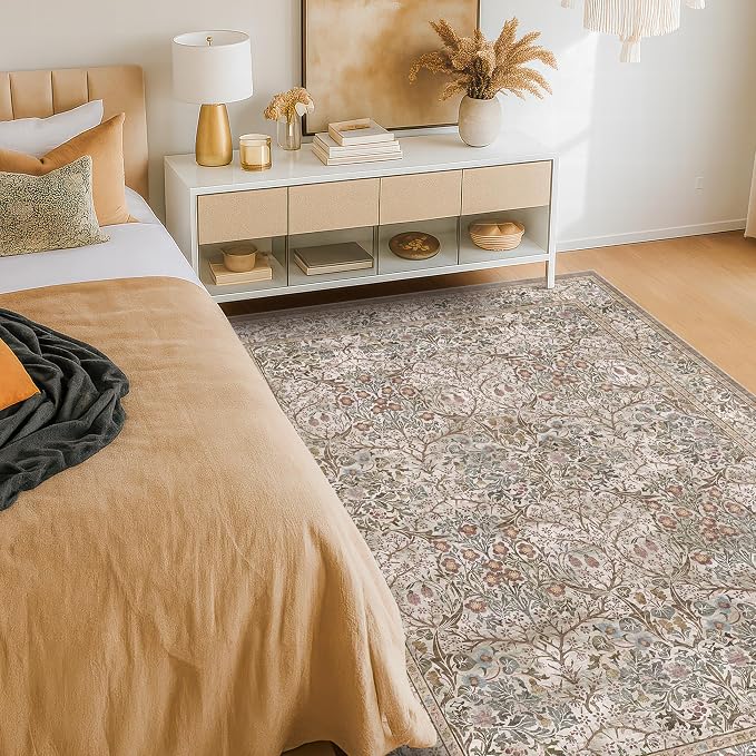 Vintage 4x6 Entryway Rug, Washable Area Rugs