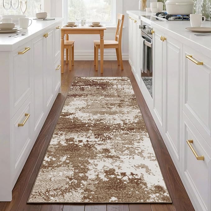 Brown Rug Runners for Hallways Kitchen 2.6x8 Non Slip Washable Entryway Runner