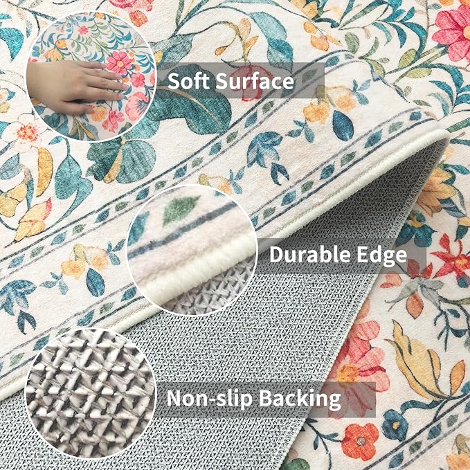 2x6 Soft Washable Runner Rugs: Velvet Feel & 5-10 Degrees Warmer Underfoot