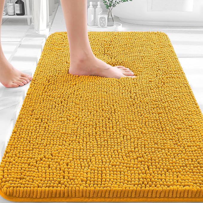 OLANLY Bathroom Rugs 32x20, Extra Soft Absorbent Chenille Bath Rugs, Rubber