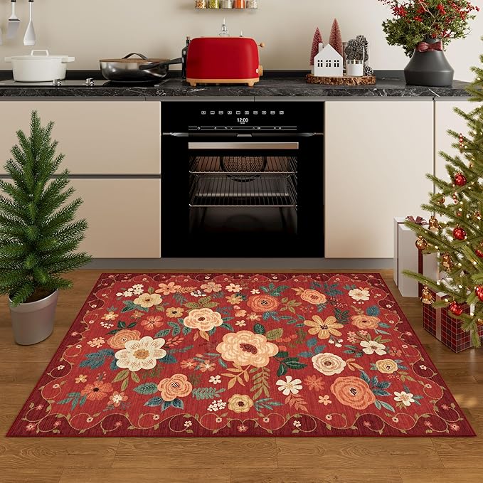 DUKINO 3x5 Area Rug, Floral Rugs