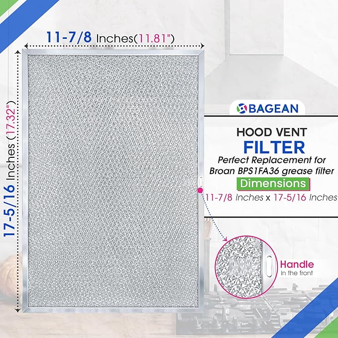 Bagean Stove Hood Vent Filter 11.81"x17.32" BPS1FA36 Compatible