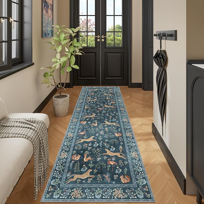DUKINO 2.6x8 Rug for Hallway, Washable Kitchen Runner Rug