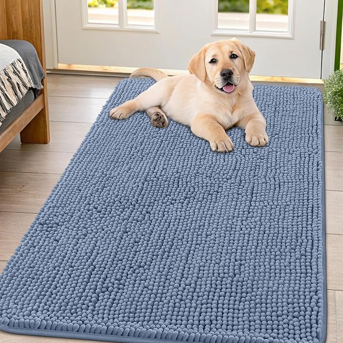 Smiry Dog Door Mat for Muddy Paws 54x32, Absorbent Dirt Trapper, Non-Slip
