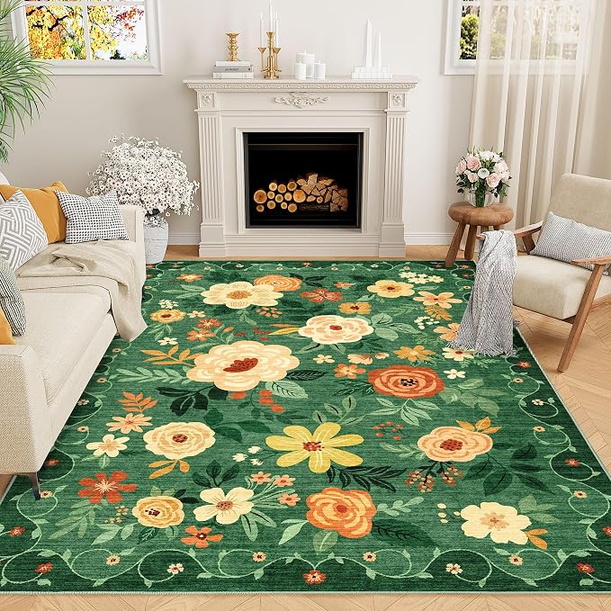 DUKINO 6x9 Area Rug, Floral Rugs