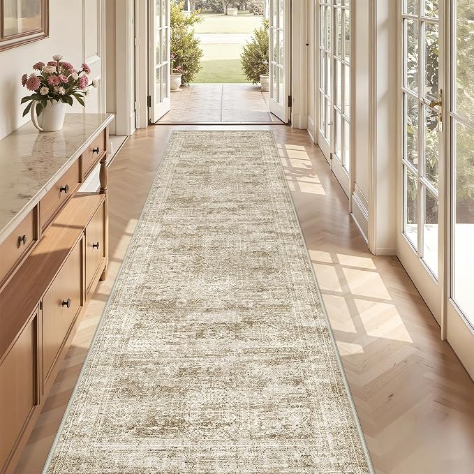 3x12 Runner Rug for Hallway, Non-Slip Long Bathroom Rugs Runner for Kitchen