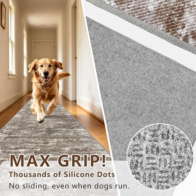 Runners for Hallways Ultra Non-Slip 2x10 Long Runner Rugs Washable Abstract