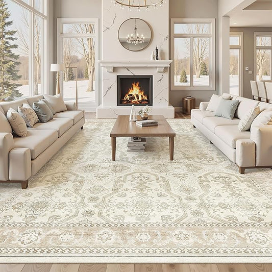 Soalmost 10x14 Area Rugs for Living Room, Non Slip Machine Washable Vintage Rugs