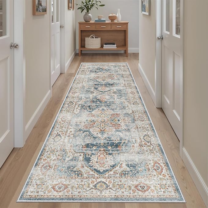 Madane Runner Rug 2'6''x8' Kitchen Runner, Hallway Runner Printed Vintage