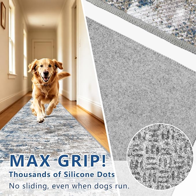 Washable Carpet Runners for Hallway 16ft-Non Slip Floor Runners for Dogs