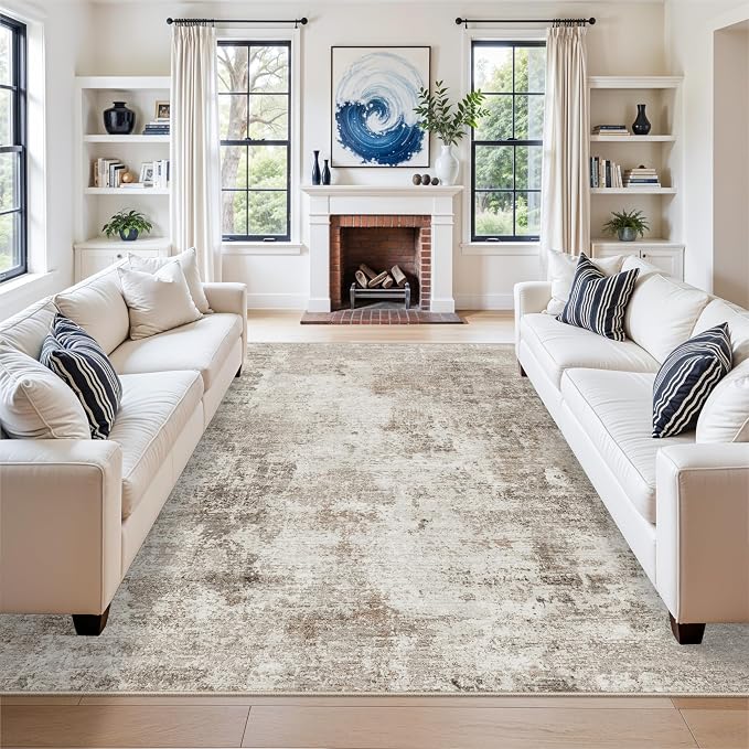 9x9 Square Area Rug Living Room – Washable Non-Slip Indoor Rug