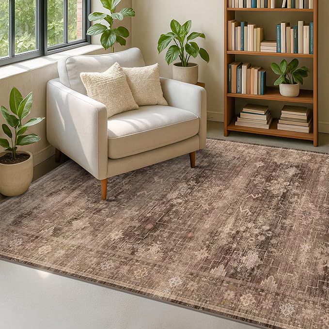Hazo Haus Taupe Brown Living Room Rug 6x9