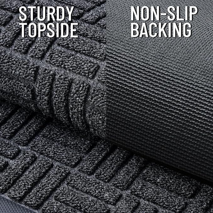 OLANLY Front Door Mat Outside Entrance 35x23, Heavy Duty Sturdy Natural Rubber