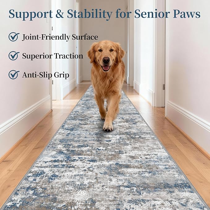 Washable Carpet Runners for Hallway 16ft-Non Slip Floor Runners for Dogs