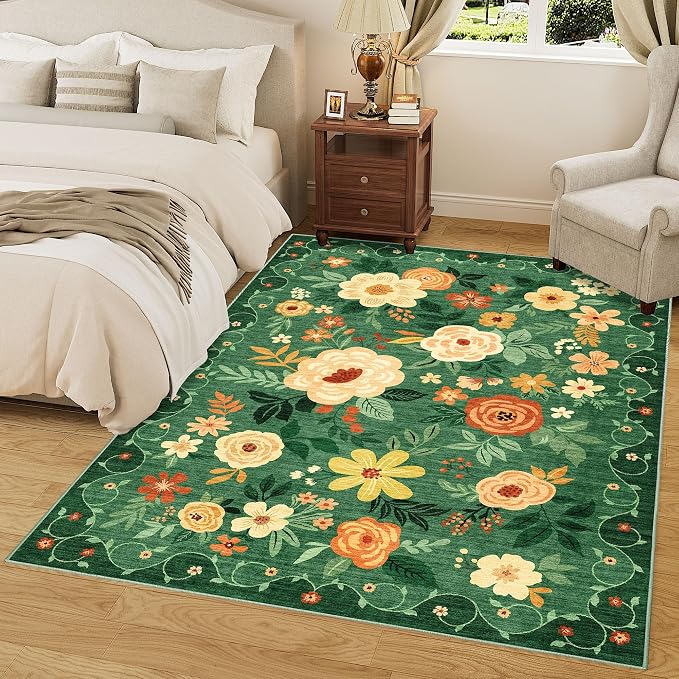 DUKINO 6x9 Area Rug, Floral Rugs