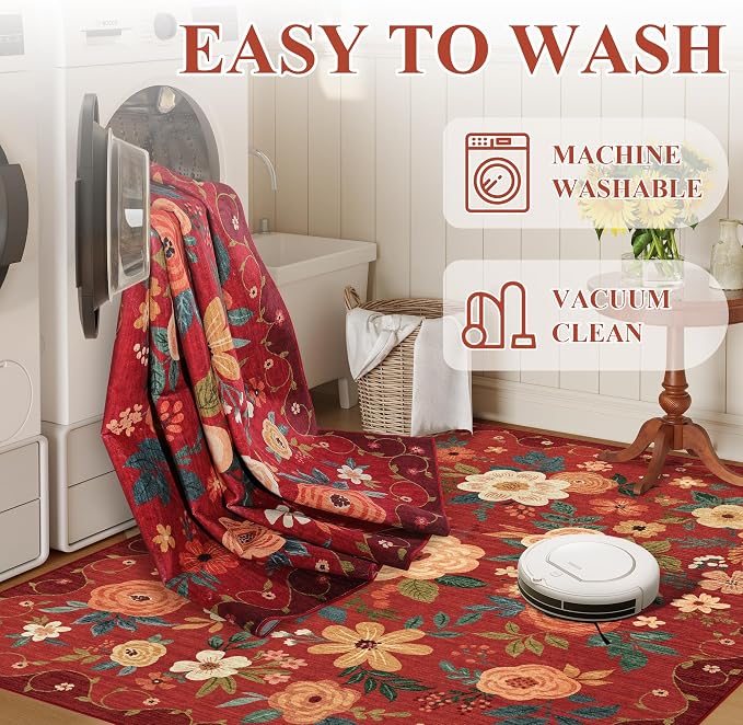 DUKINO 3x5 Area Rug, Floral Rugs