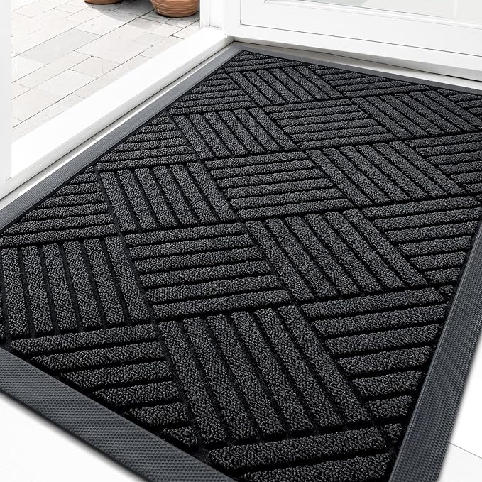 OLANLY Front Door Mat Outside Entrance 29.5x17, Heavy Duty Sturdy Natural
