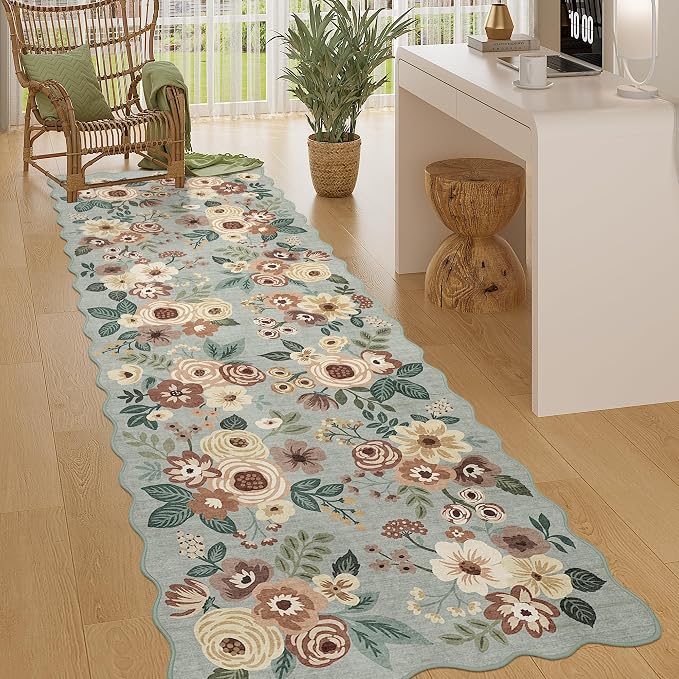 DUKINO 2.6x8 Runner Rug for Hallway, Washable Kitchen Rug