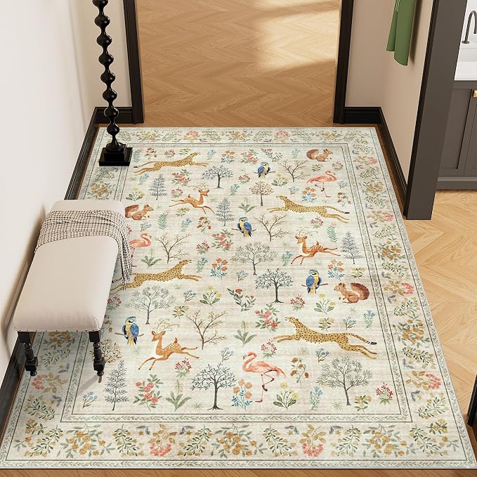 DUKINO 4x6 Rug, Washable Animal Area Rug