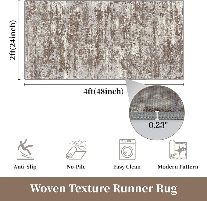 Runners for Hallways Ultra Non-Slip 2x4 Washable Kitchen Rug Abstract Tear and