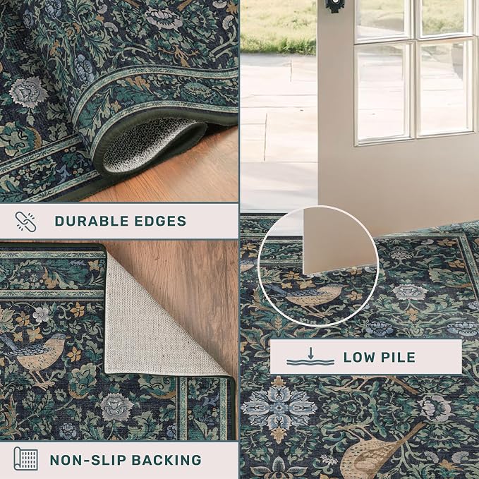 Vintage 3x12 Wide Hallway Runner Rug, Washable Extra Long Runner Rugs