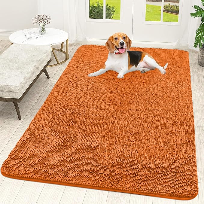 OLANLY Dog Door Mat for Muddy Paws 59x35, Absorbs Moisture and Dirt, Absorbent