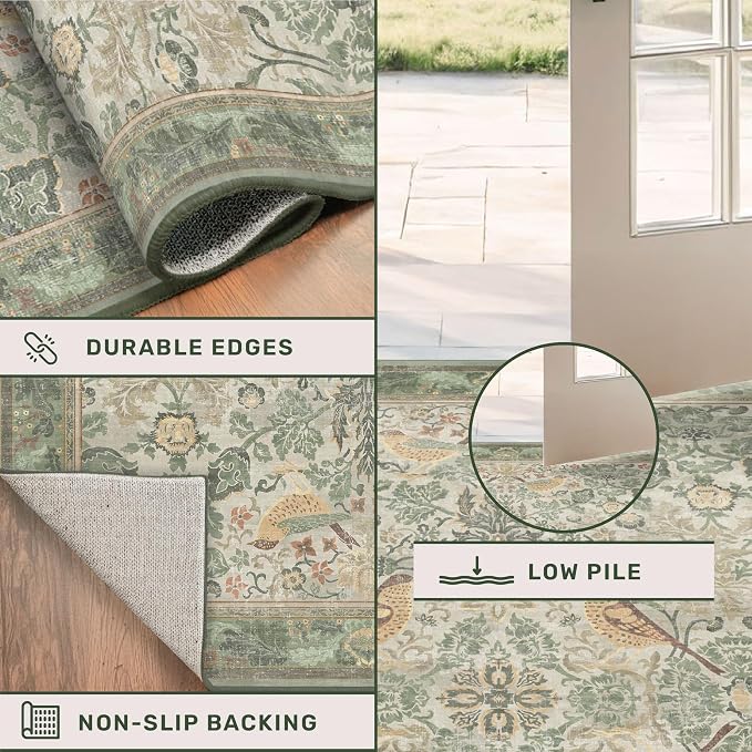 Hazo Haus Vintage Bird Patterned 8ft Area Round Rug