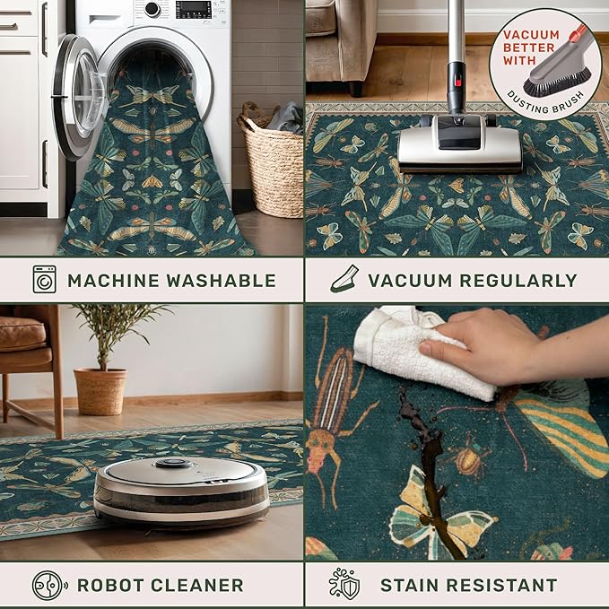 Dark Teal 4x6 Area Rugs for Door Mat Entrance